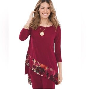 Chico's Travelers Asymmetrical Printed-Hem Pullover Tunic Top Chico’s Size 2 / M